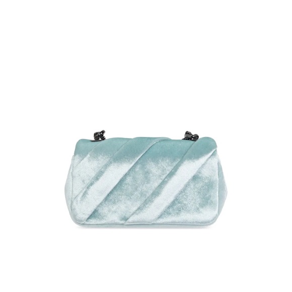 Tory Burch Sky Blue Quilted Velvet Shoulder Bag - Picture 3 of 6